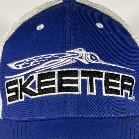 Skeeter Team Logo Trucker Hat Yamaha Eat Sleep Fish Blue White Adjustable EUC - Picture 2 of 9